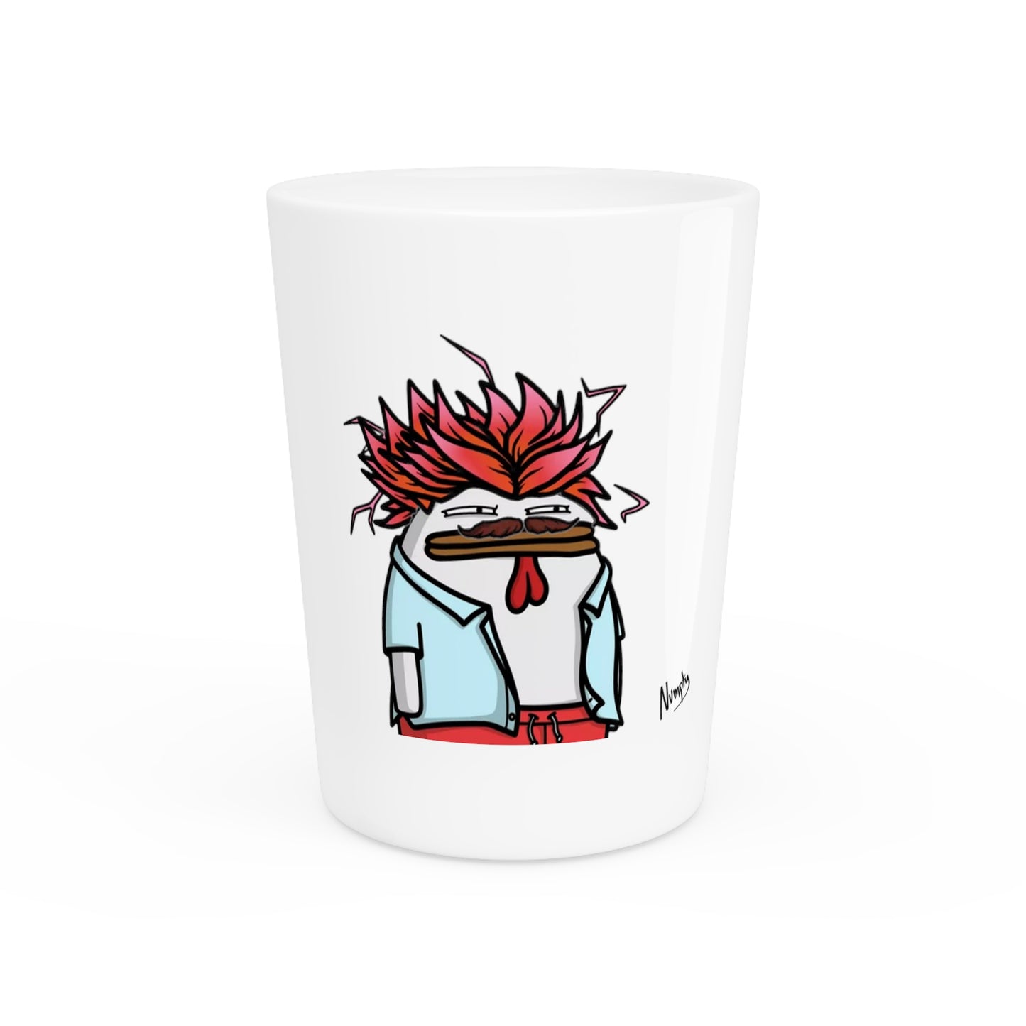 Pepe Portraits Shot Glass on White background with Black Numpty Text as signature (0x420 INU Store) #2720