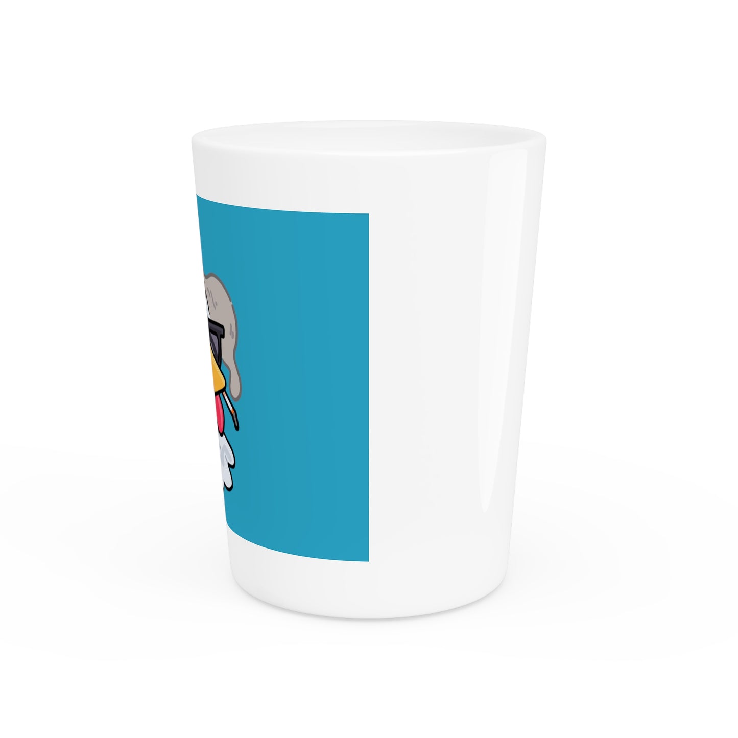 Gravy Fan Art Shot Glass Fan Art COQ Smokers Head on Turquoise background (0x420 INU Store)