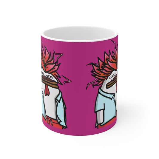 Pepe Portraits with Black Numpty Signature as Text; COQ INU 0x420 Hot Pink Print Ceramic Mug 11oz #2720