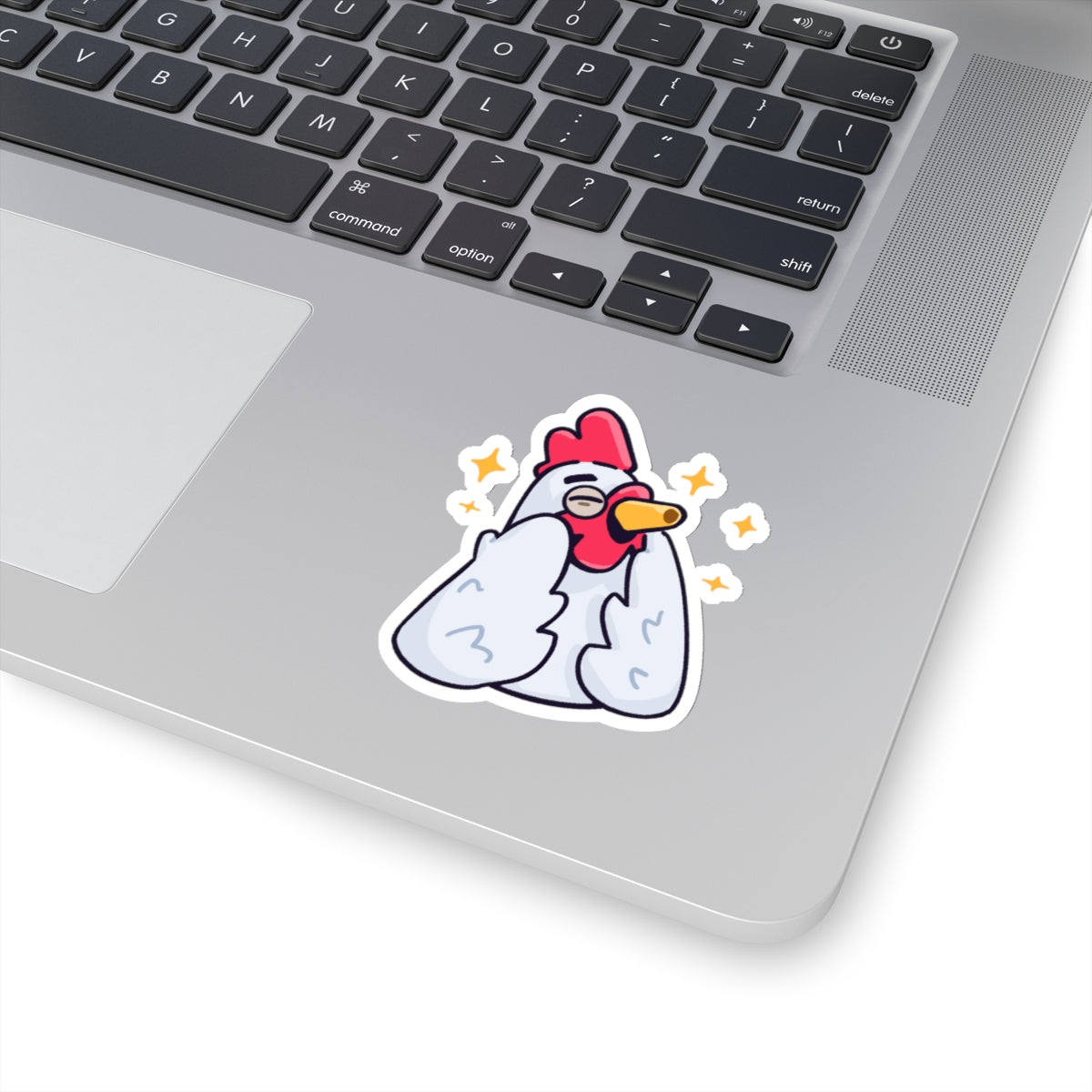 COQ Head Sticker, White Feels Good By Gravy, Funny Chicken (Chikn)