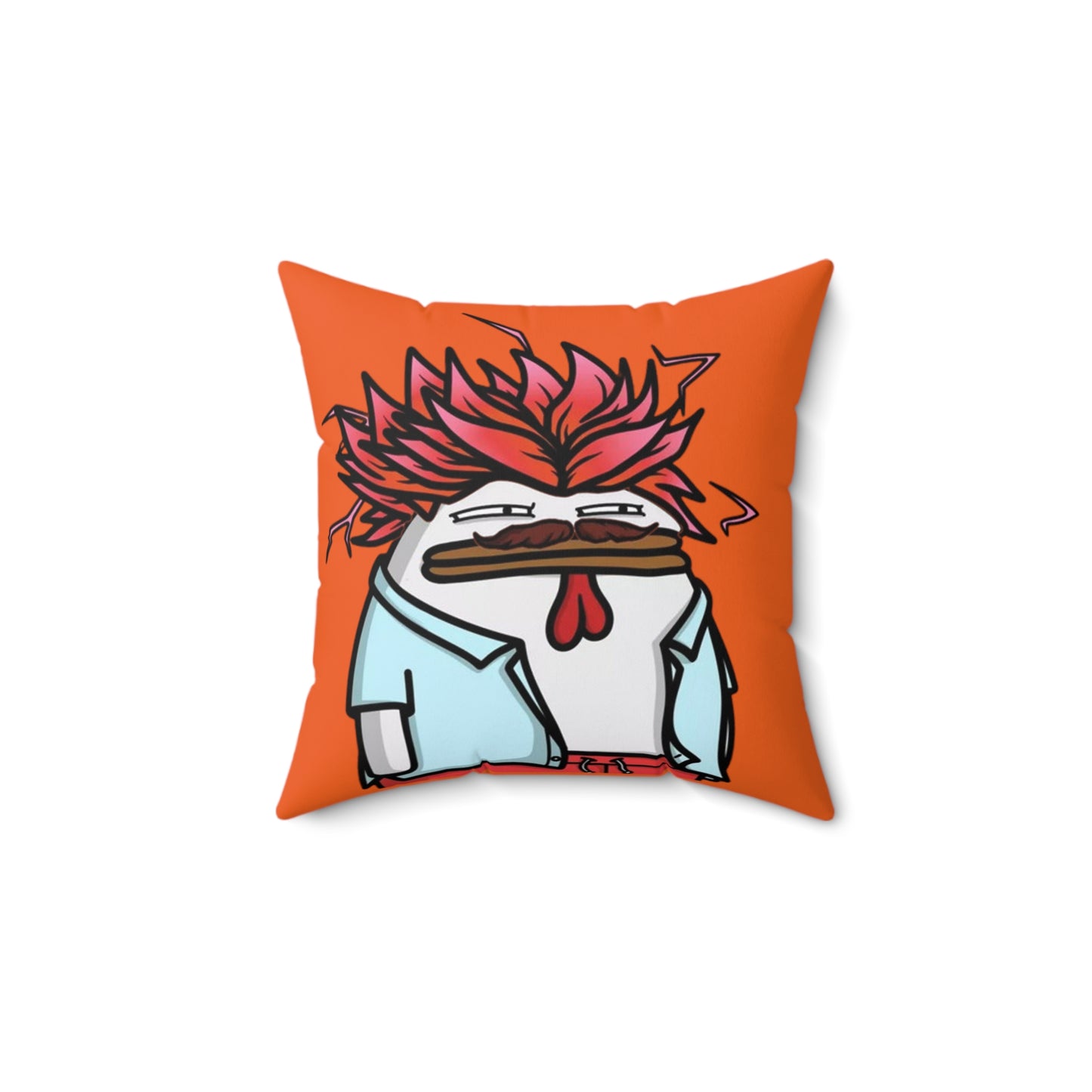 Orange Spun Polyester Square Pillow Pepe Portraits signature by Numpty (COQ INU 0x420) #2720