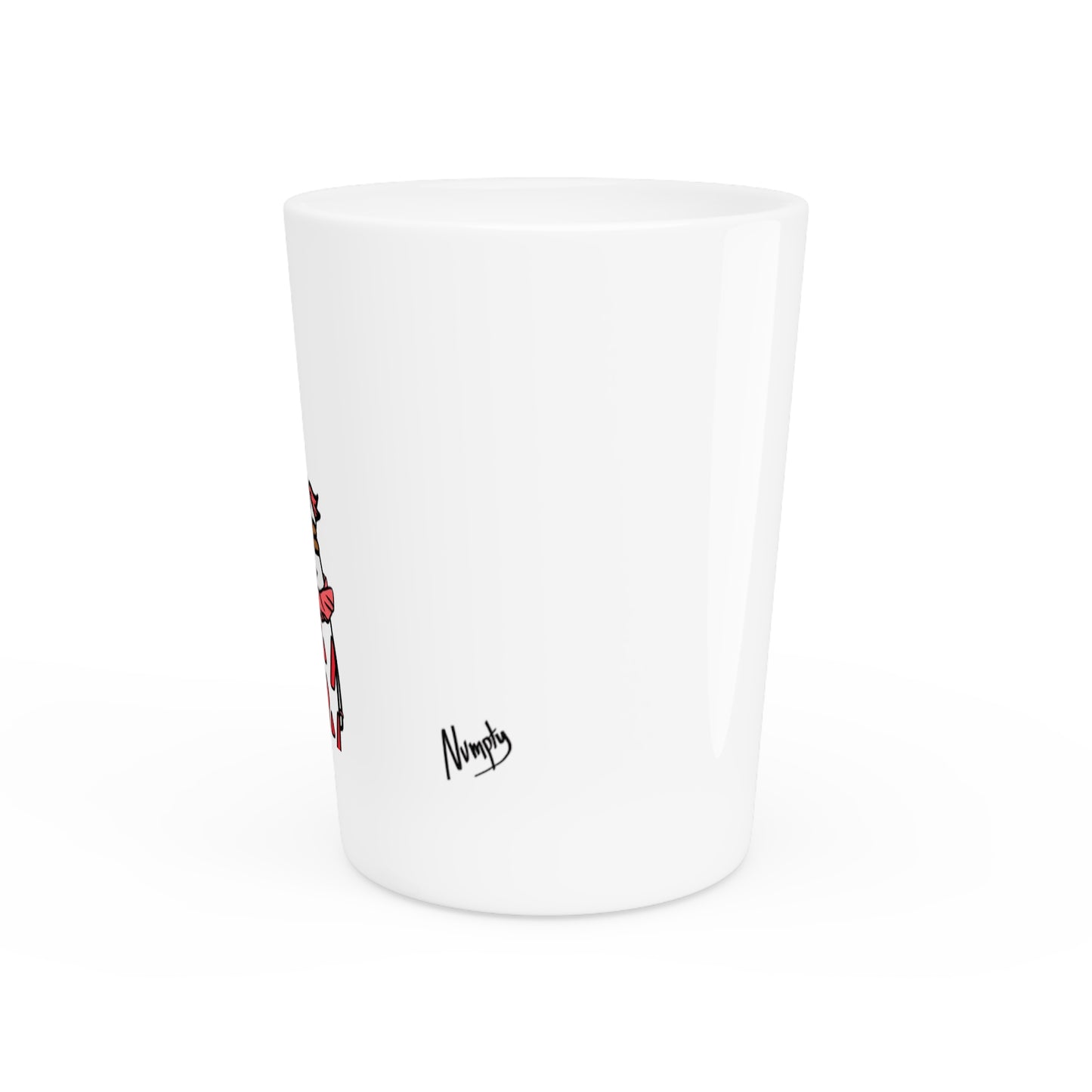 Pepe Portraits Shot Glass on White background with Black Numpty Text as signature (0x420 INU Store) #Clown by Numpty