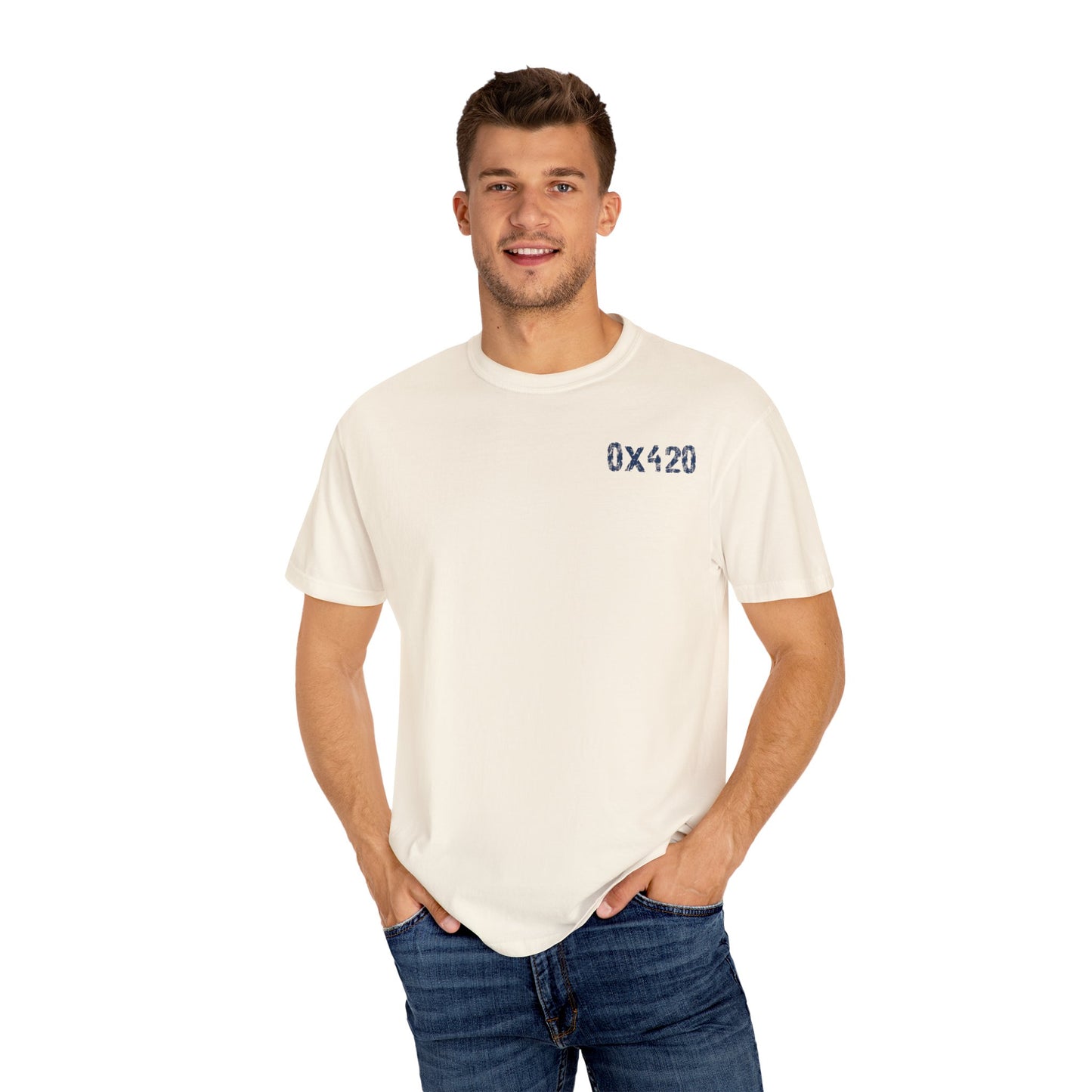 COQ INU Unisex Garment-Dyed T-shirt Navy Text 0x420 by Nifty