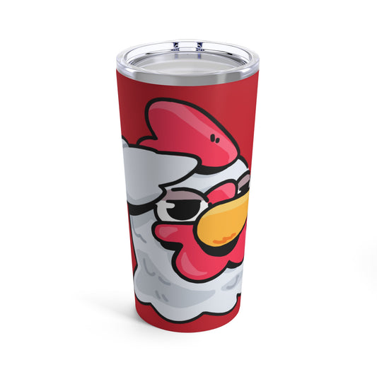 Gravy Fan Art Tumbler 20oz COQ Head Salute, on Red Background, Funny Chicken (Chikn)