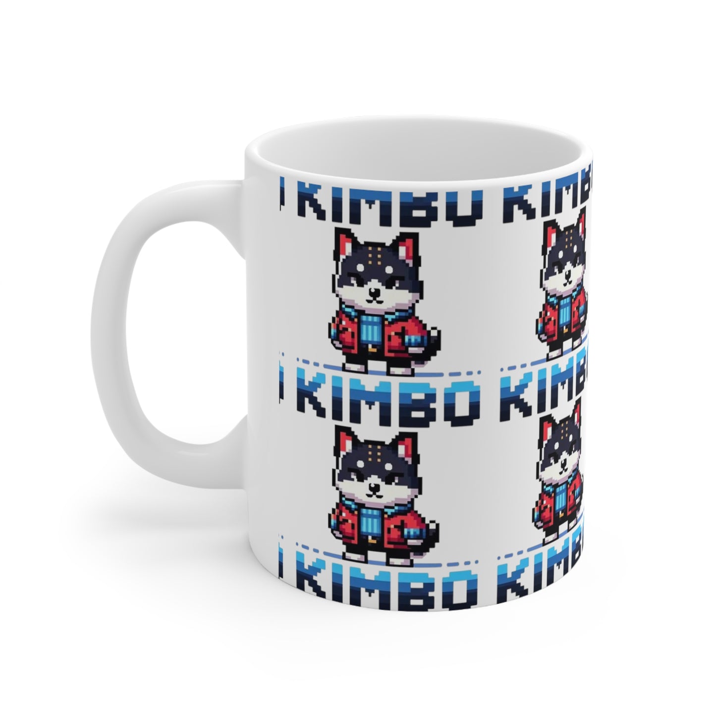 KIMBO White Print Ceramic Mug 11oz #KIMBO Blue By Nifty (COQ INU 0x420 shop)