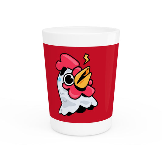 Gravy Fan Art Shot Glass Fan Art COQ Whistle Head on Red background (0x420 INU Store)