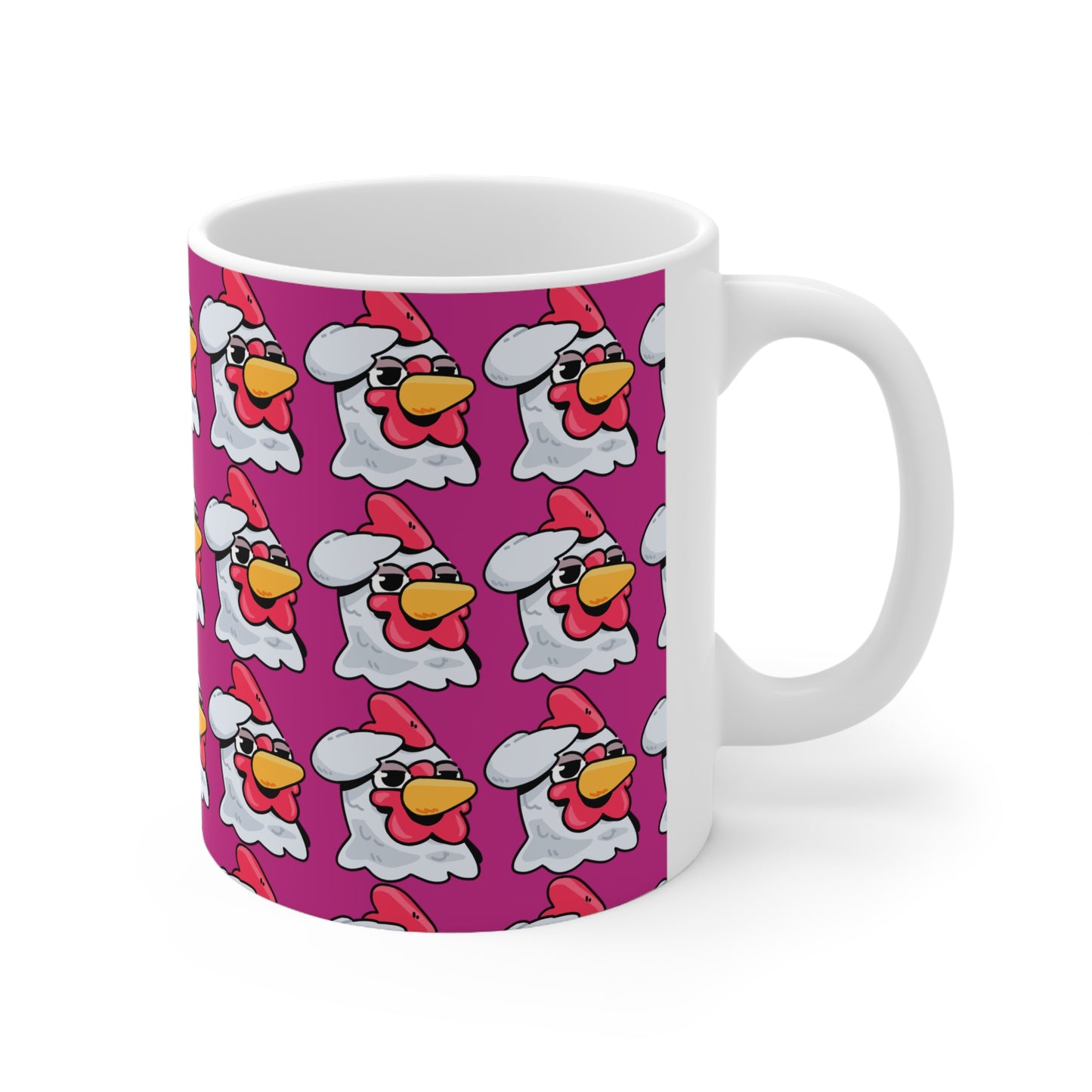 Gravy Salute Head Fan Art with Black Text; COQ INU 0x420 White Ceramic Mug Hot Pink Print 11oz