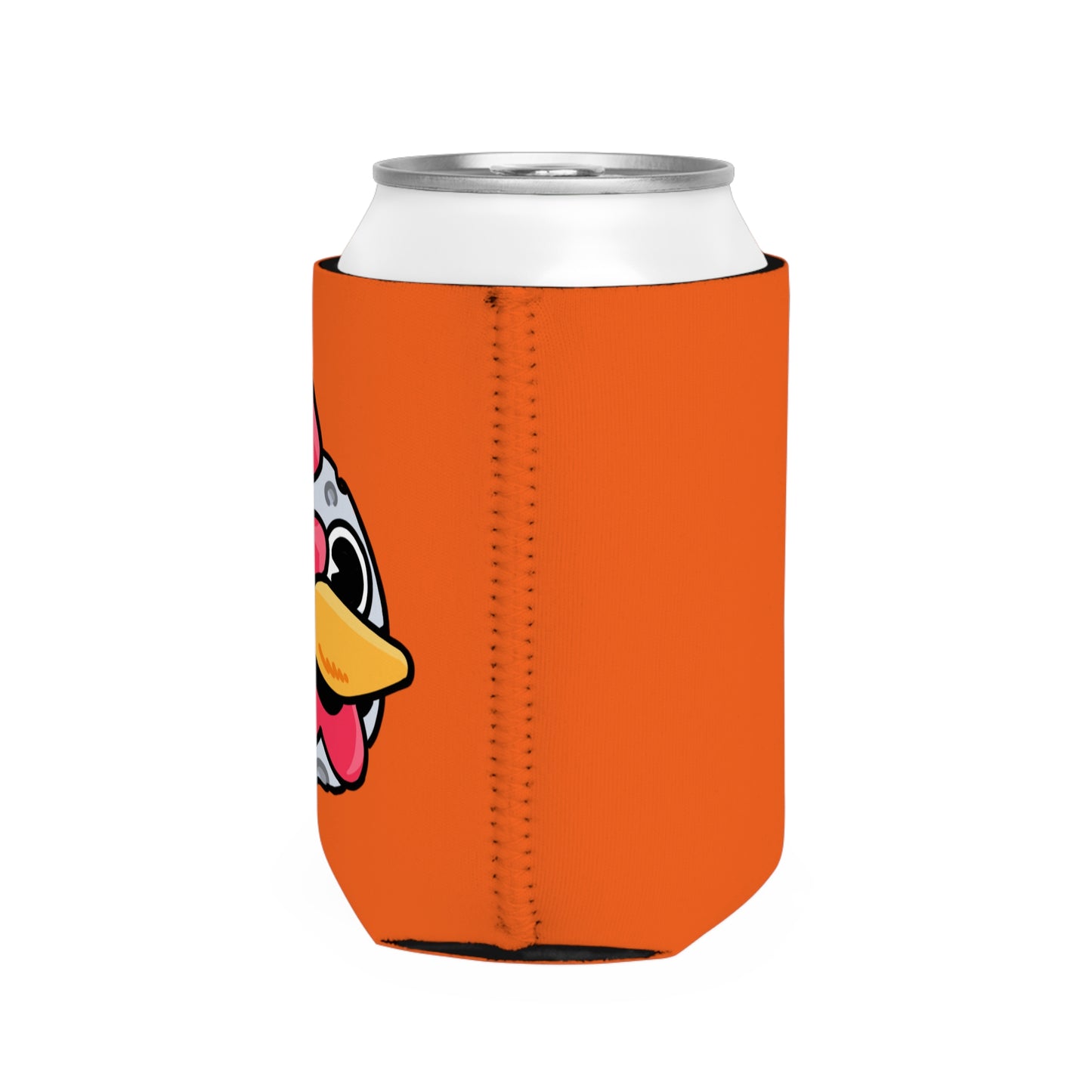 Orange Can Cooler Sleeve Fan Art COQ INU Moon Head 0x420 Black Text by Gravy