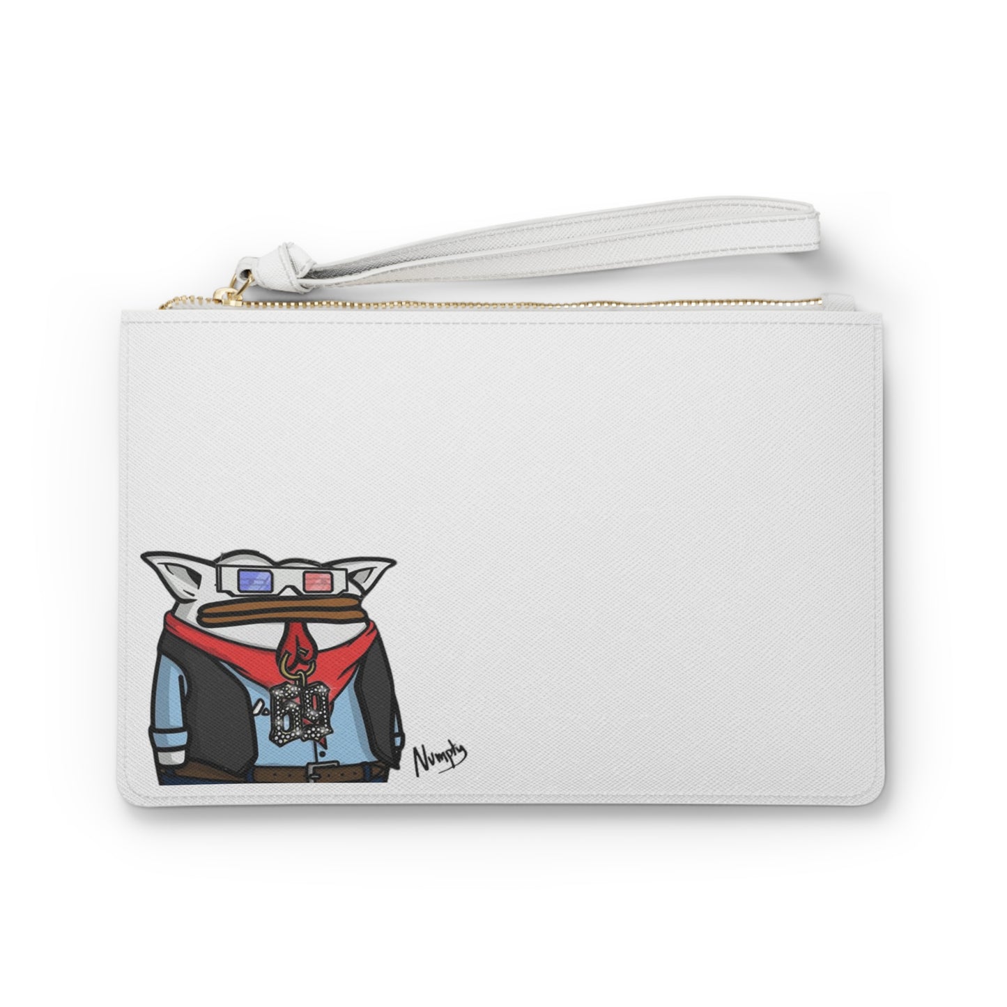 Pepe Portrait Fan Art Clutch Bag on White Bag COQ INU Logo (0x420 INU Shop) with Numpty Signature # 69 Accessory