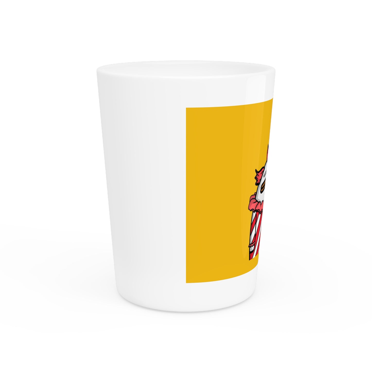 Pepe Portraits Shot Glass on Yellow background with Black Numpty Text as signature (0x420 INU Store) #Clown by Numpty