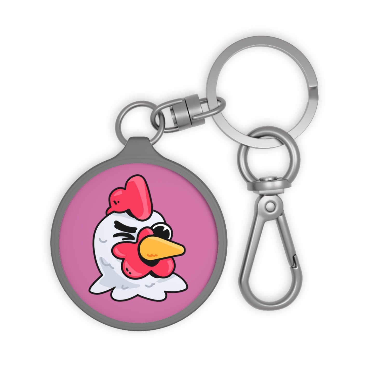 Keyring Tag COQ INU 0x420 Pink back ground COQ head Wink by Gravy