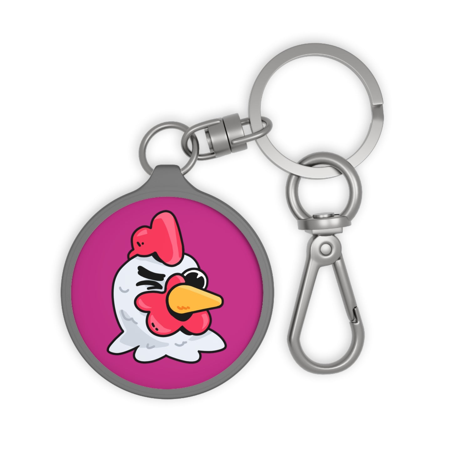 Keyring Tag COQ INU 0x420 Hot Pink back ground COQ head Wink by Gravy