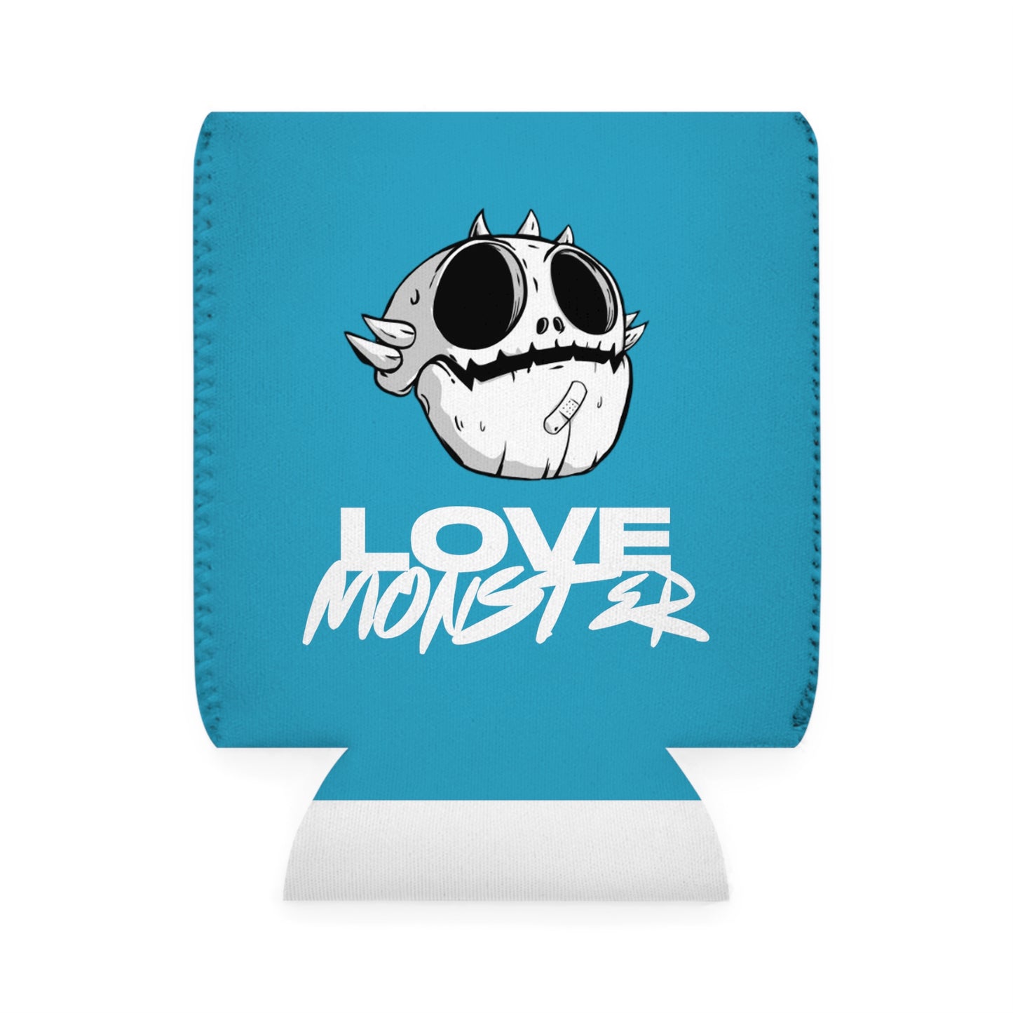 Love Monster Can Cooler Sleeve White Text & Skully Head