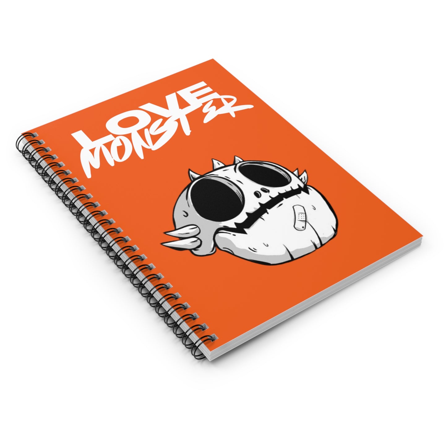 Spiral Notebook - Ruled Line Love Monster Skully Head White Logo Text