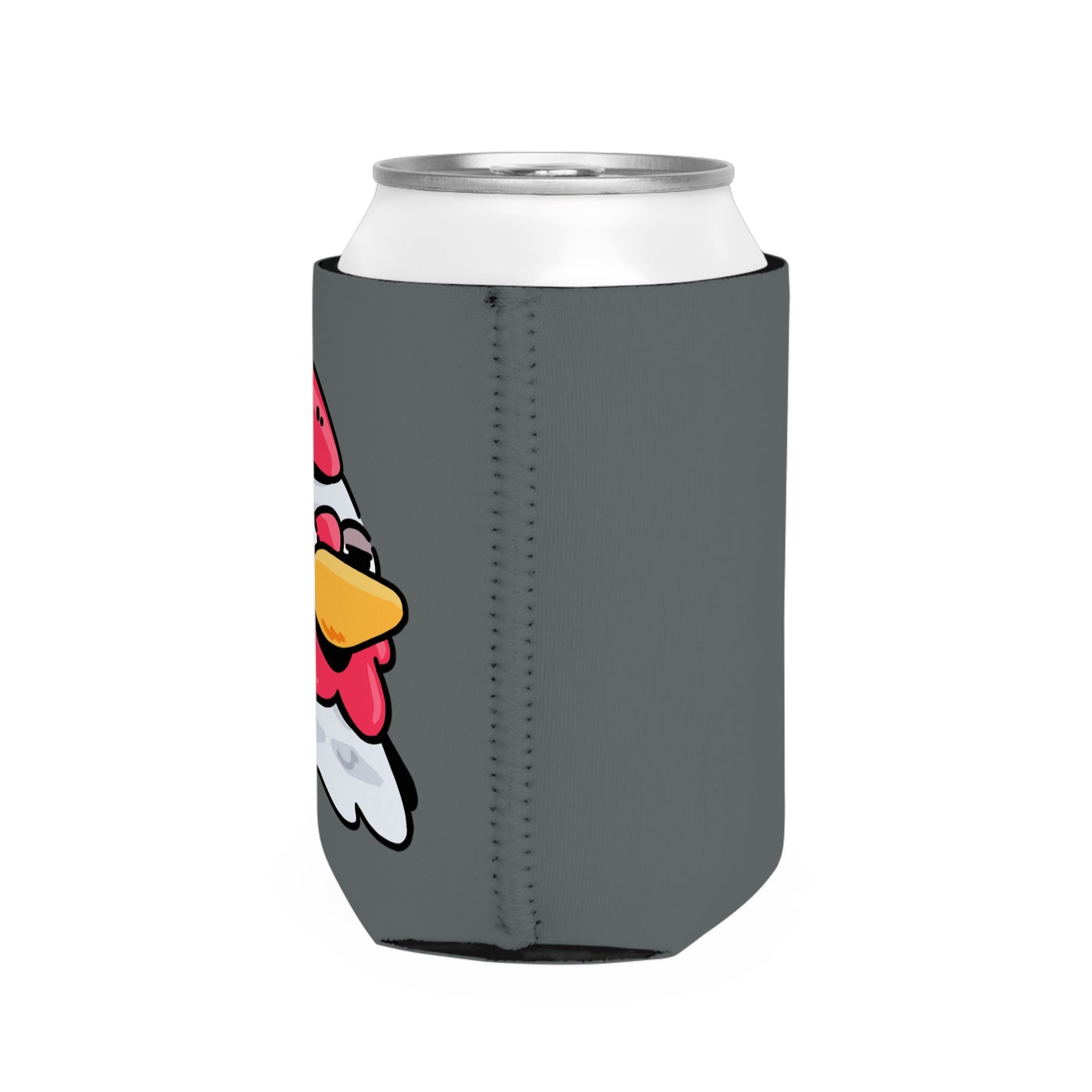 Dark Grey Can Cooler Sleeve Fan Art COQ INU Salute Head 0x420 Black Text by Gravy