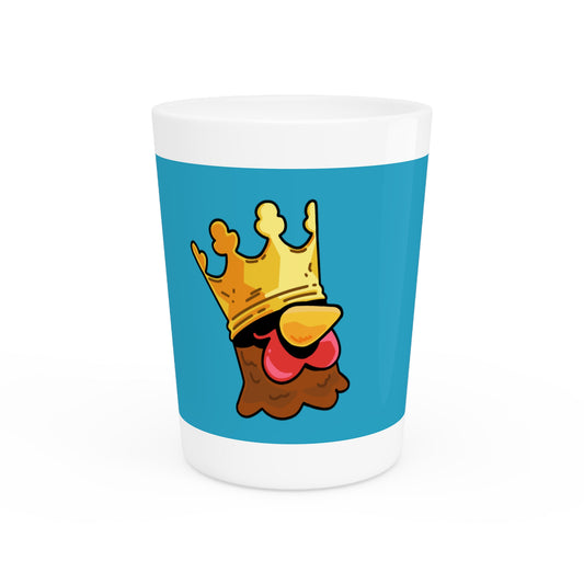 Gravy Fan Art Shot Glass Fan Art COQ Crown Head on Turquoise background (0x420 INU Store)