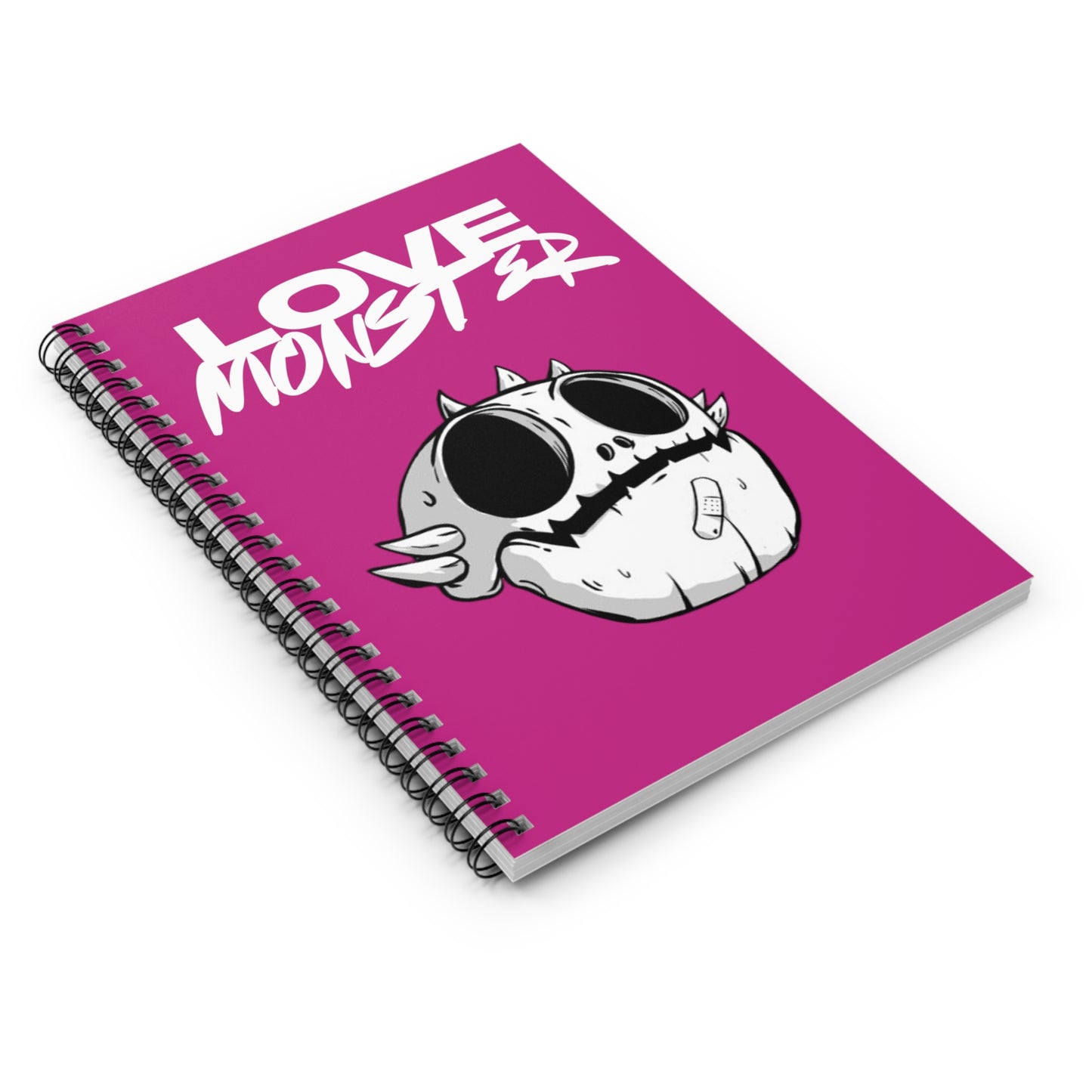 Spiral Notebook - Ruled Line Love Monster Skully Head White Logo Text