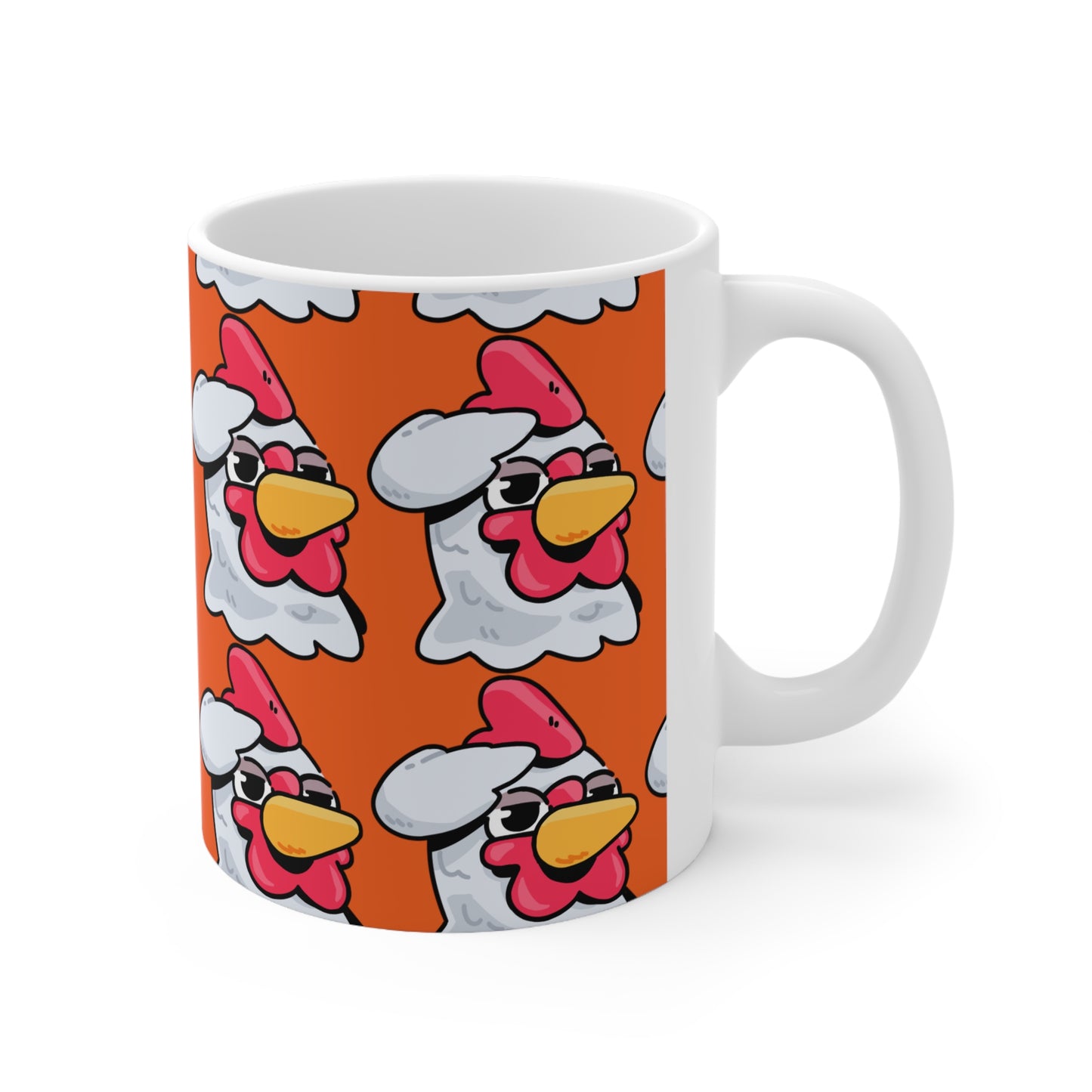 Salute Head Gravy Fan Art with Black Text; COQ INU 0x420 White Ceramic Mug with Orange Print 11oz