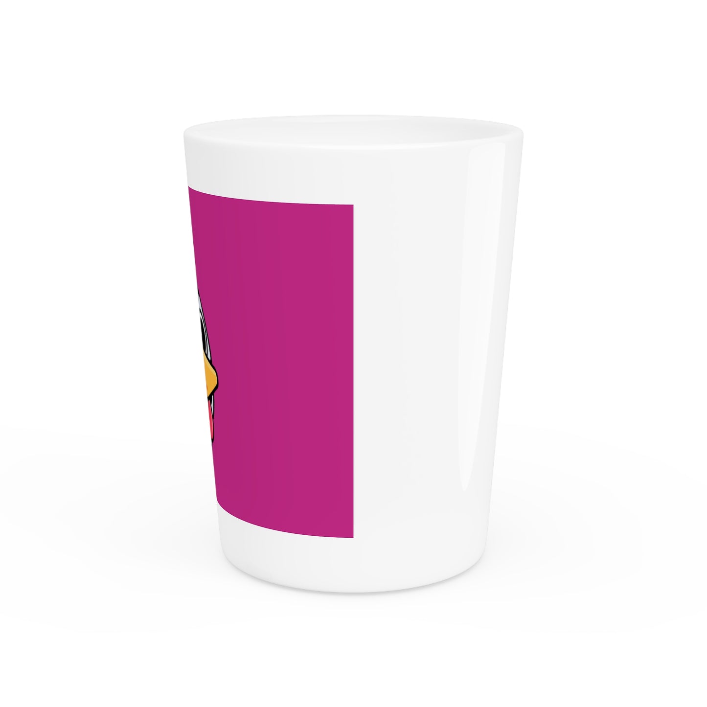 Gravy Fan Art Shot Glass Fan Art COQ Moon Head on Hot Pink background (0x420 INU Store)