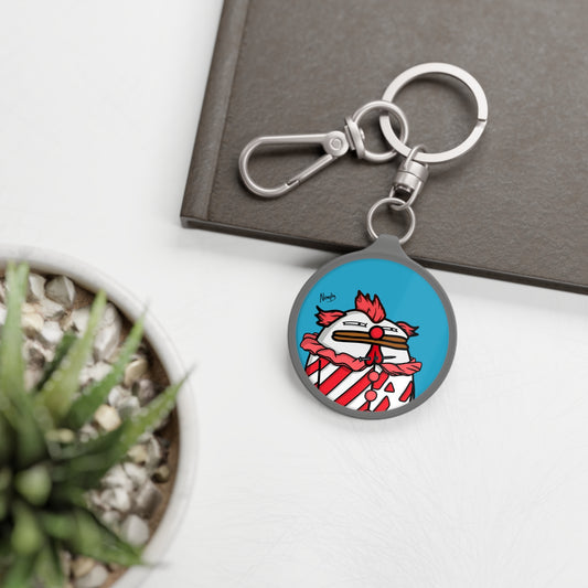 Pepe Portraits Keyring Tag COQ INU 0x420 Turquoise back ground with Numpty Signature #Clown by Numpty