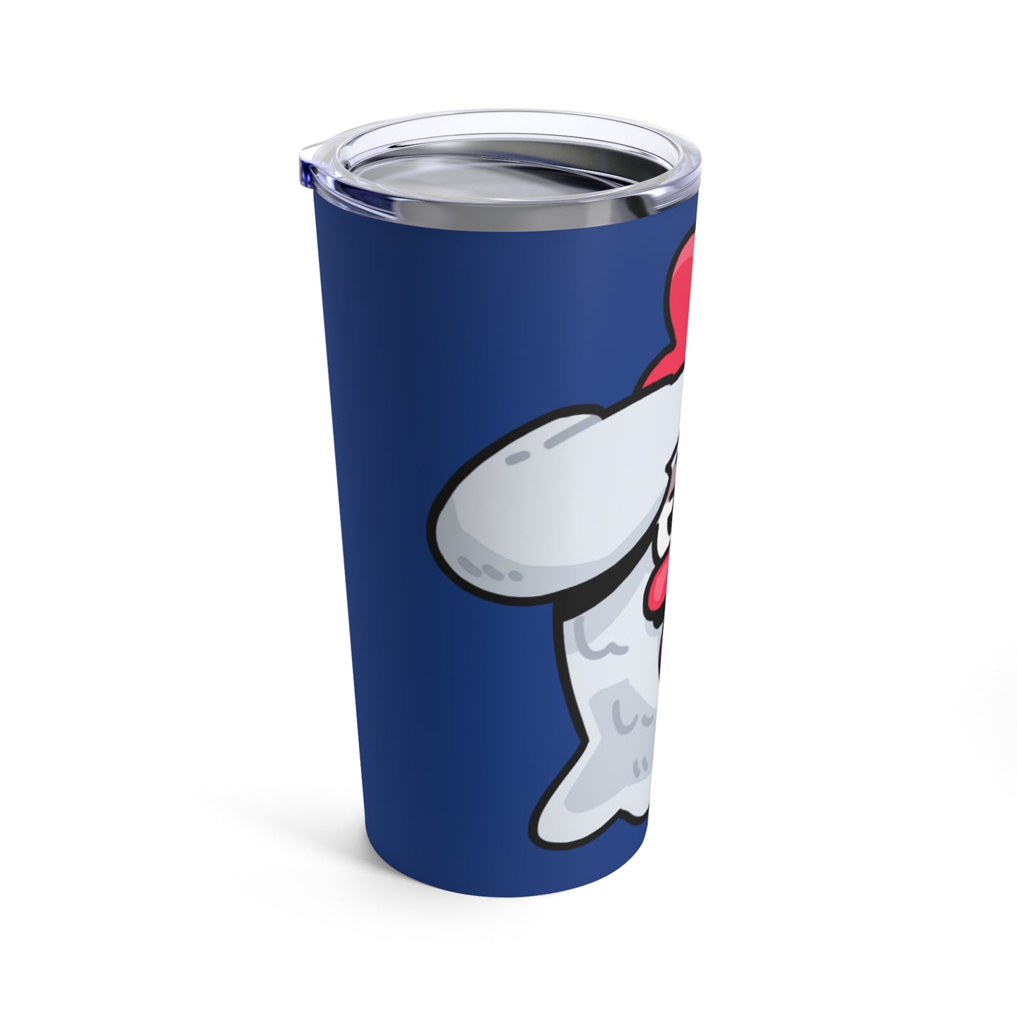 Gravy Fan Art Tumbler 20oz COQ Head Salute, on Navy Background, Funny Chicken (Chikn)