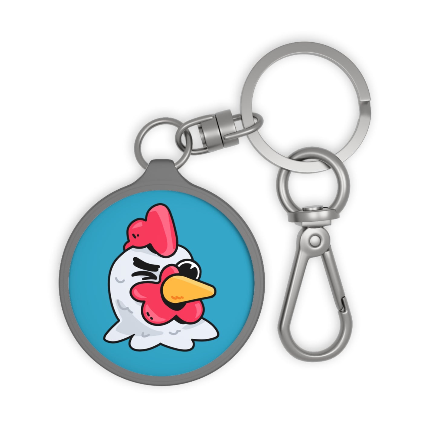 Keyring Tag COQ INU 0x420 Turquoise back ground COQ head Wink by Gravy