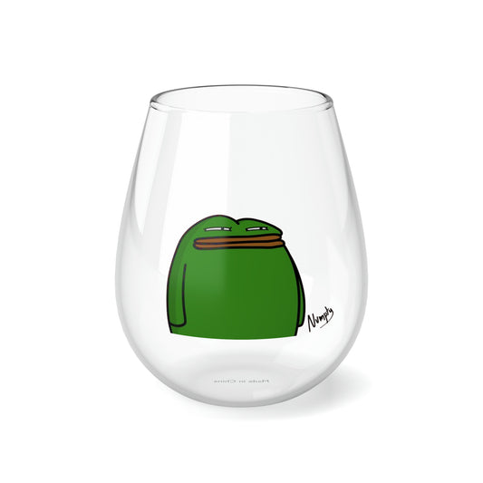 Pepe Portraits COQ INU with Black Text by Numpty Signature Stemless Wine Glass, 11.75oz #14 by Numpty