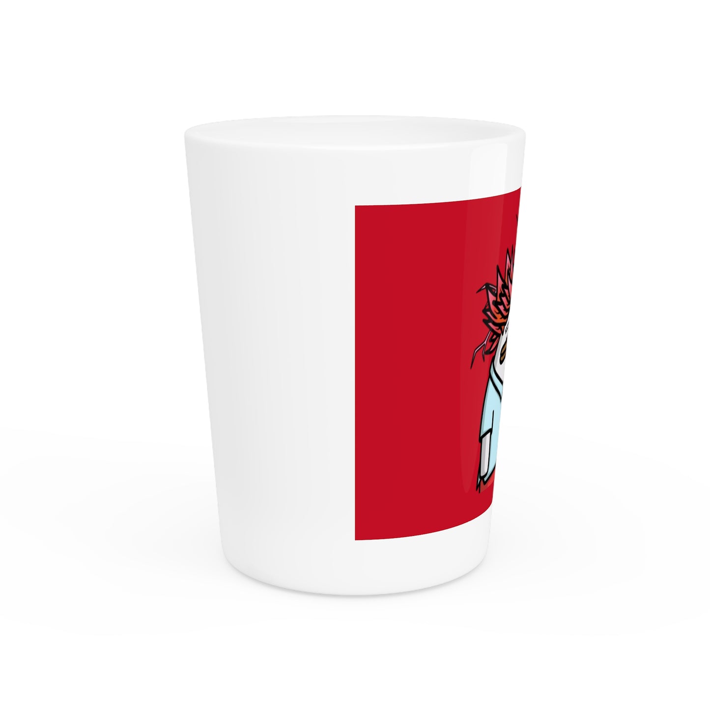 Pepe Portraits Shot Glass on Red background with Black Numpty Text as signature (0x420 INU Store) #2720