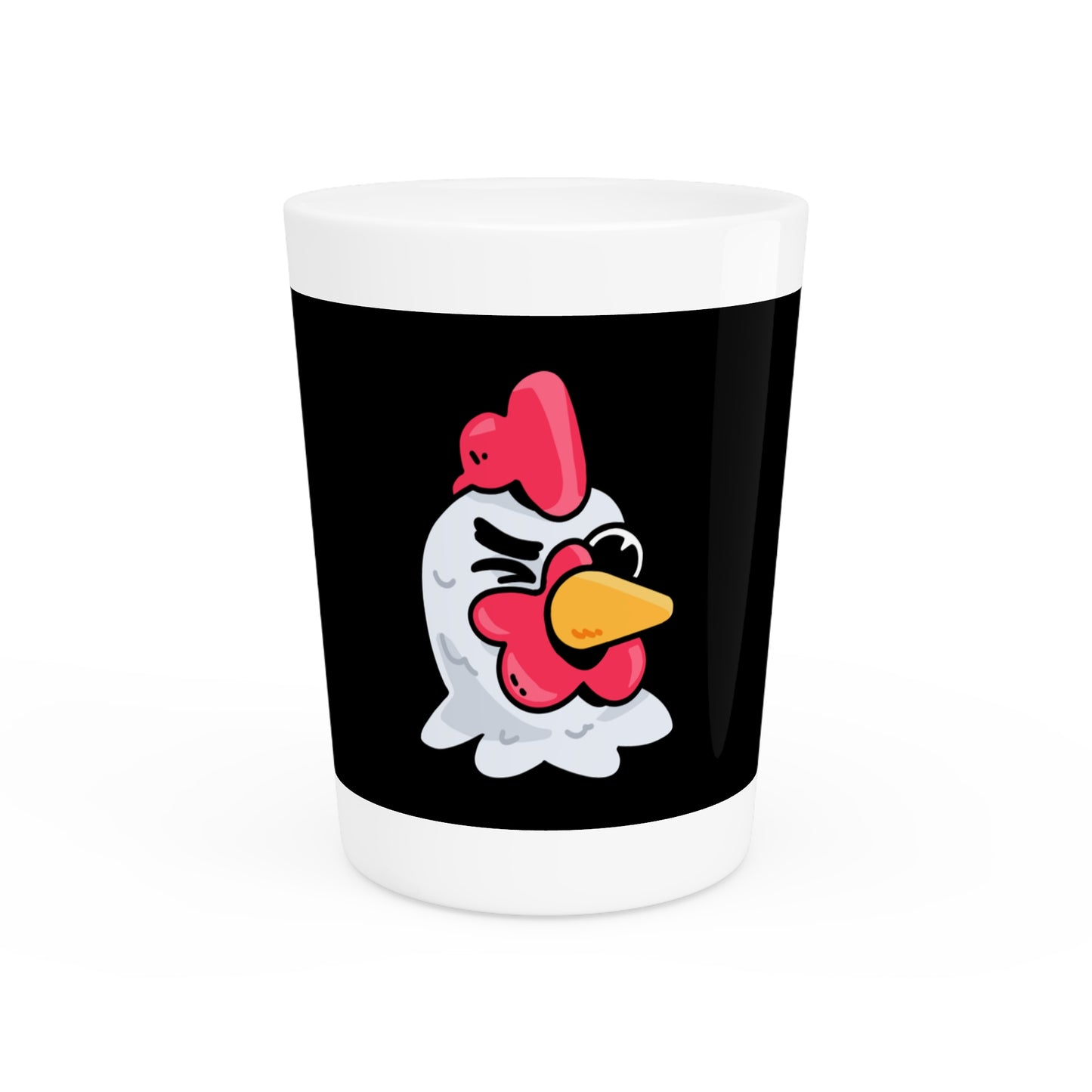 Gravy Fan Art Shot Glass Fan Art COQ Wink Head on Black background (0x420 INU Store)