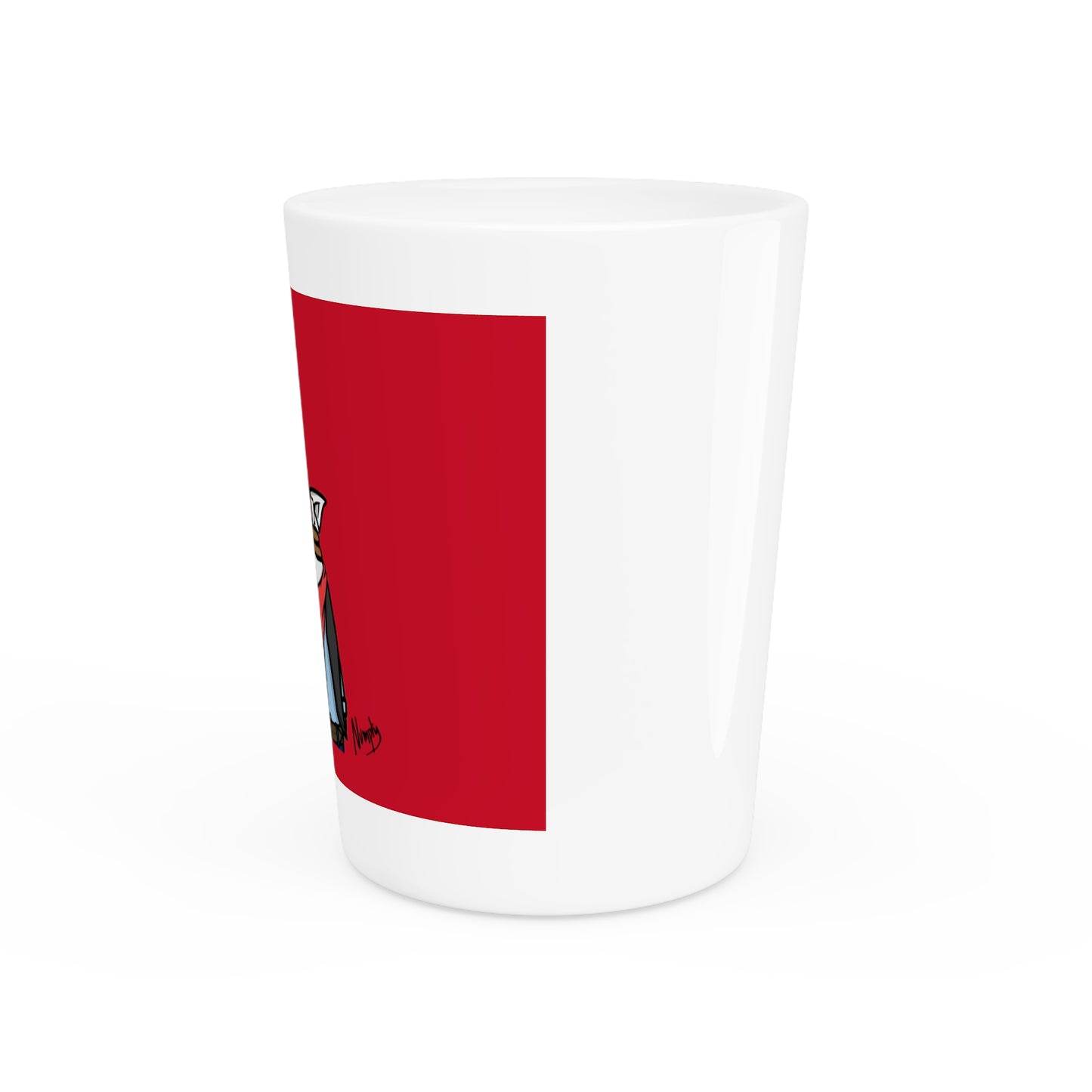 Pepe Portraits Shot Glass Red background with Black Numpty Text as signature (0x420 INU Store) # 69 Accessory