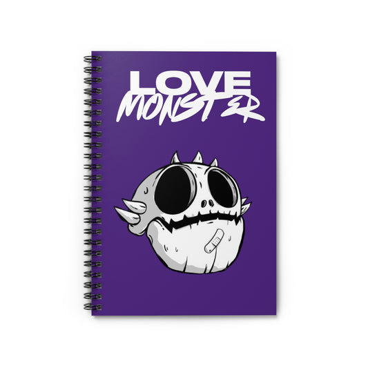 Spiral Notebook - Ruled Line Love Monster Skully Head - White Text Logo