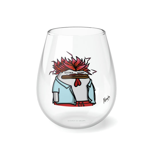 Pepe Portraits COQ INU with Black Text by Numpty Signature Stemless Wine Glass, 11.75oz #2720