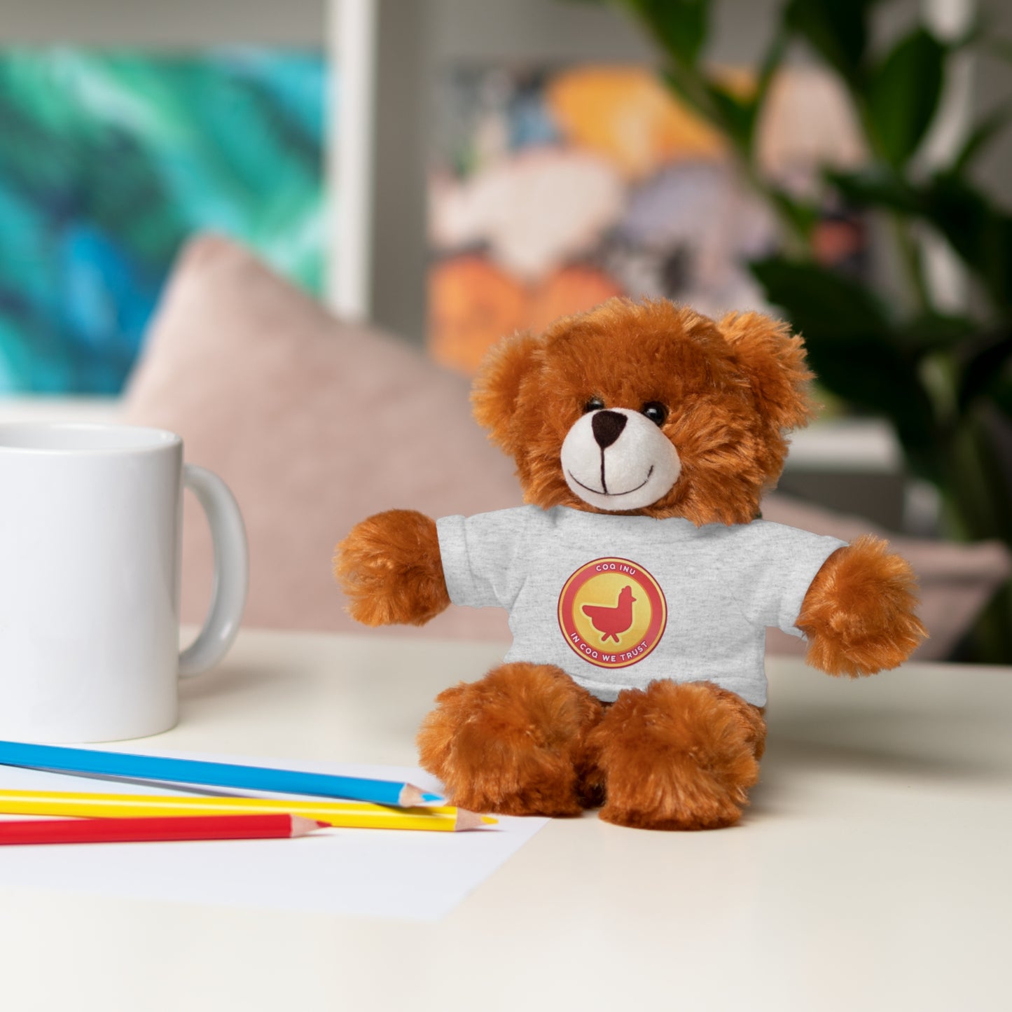 Stuffed Animals with Tee COQ INU Coin Logo print by Nifty