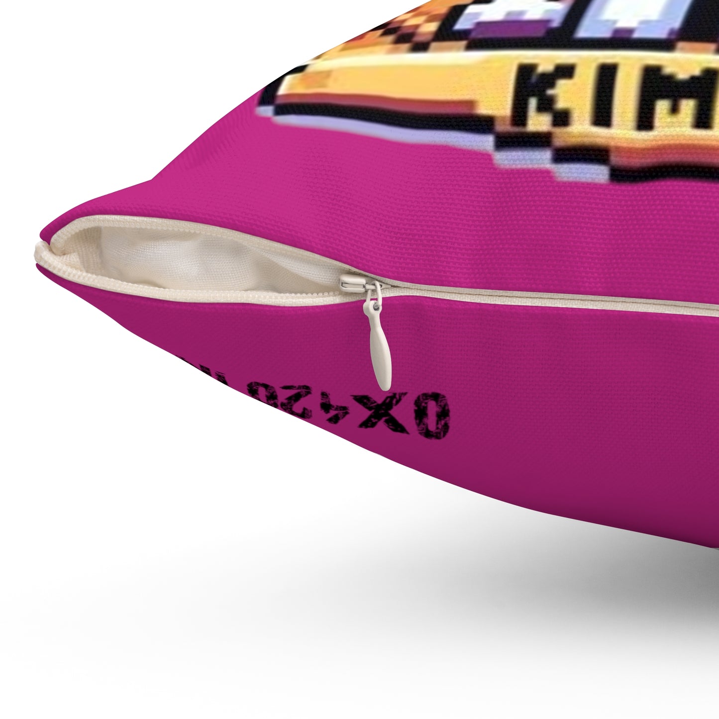 KIMBO Hot Pink Spun Polyester Square Pillow 0x420 INU signature (COQ INU 0x420) #KIMBO Gold By Nifty