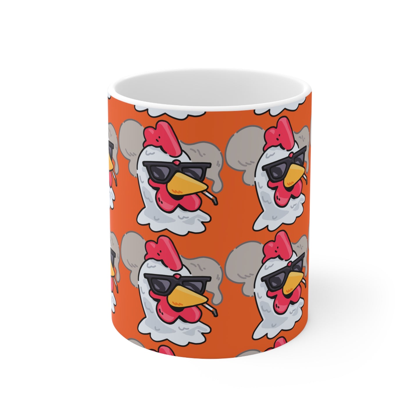 Smoking Head Fan Art with Black Text; COQ INU 0x420 White Ceramic Mug Orange Gravy Print 11oz