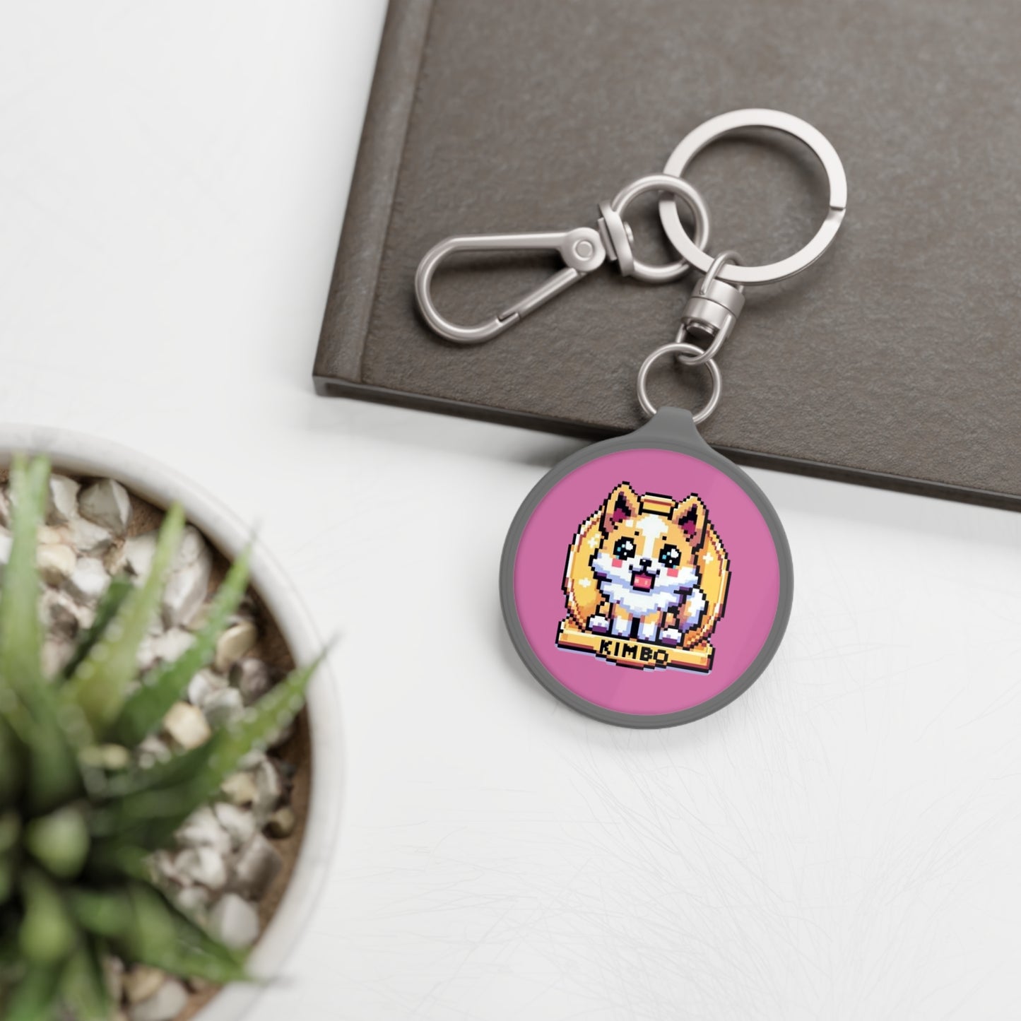 KIMBO Keyring Tag COQ INU 0x420 Pink back ground #KIMBO Gold By Nifty