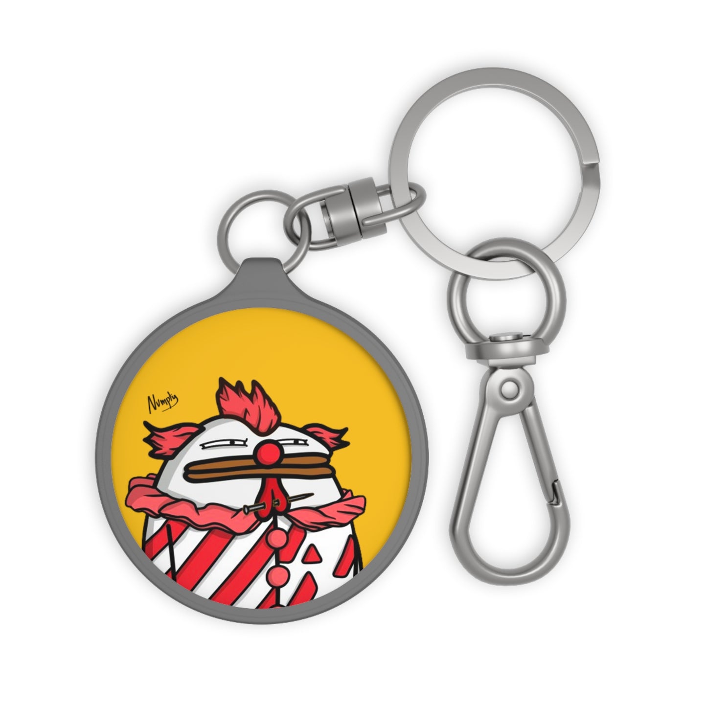 Pepe Portraits Keyring Tag COQ INU 0x420 Yellow back ground with Numpty Signature #Clown by Numpty