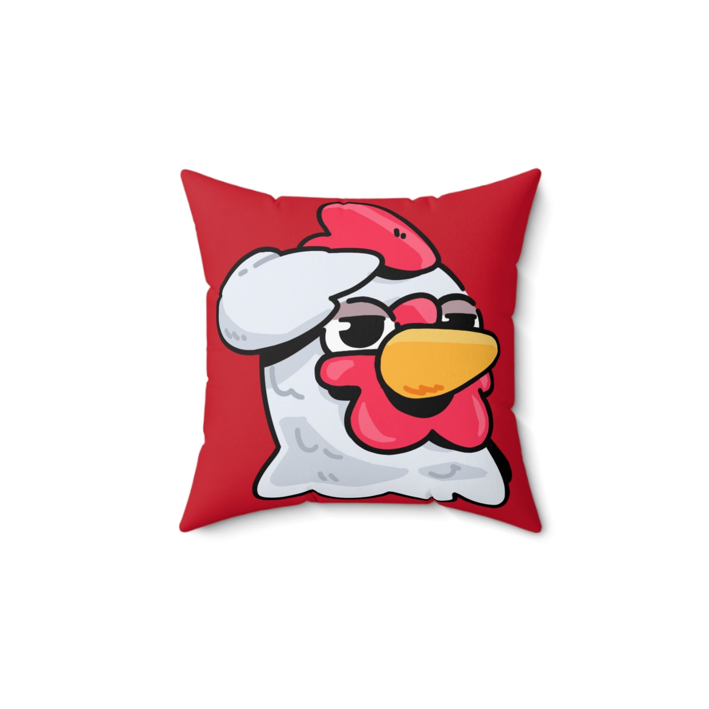 Red Spun Polyester Square Pillow COQ INU 0x420 Salute Head with White Text Fan Art by Gravy