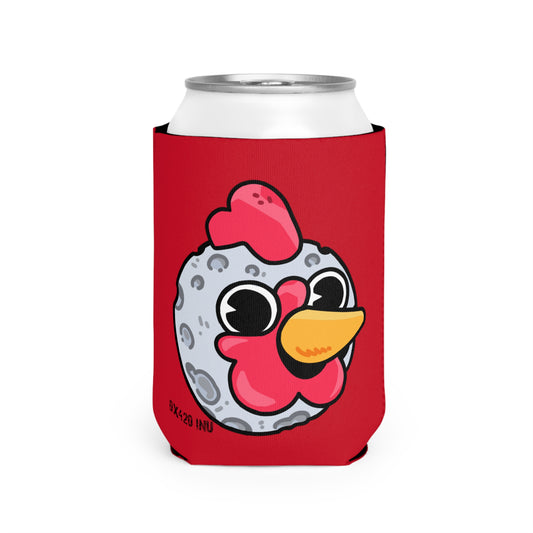 Red Can Cooler Sleeve Fan Art COQ INU Moon Head 0x420 Black Text by Gravy