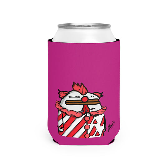 Hot Pink Can Cooler Sleeve COQ INU Pepe Portraits 0x420 Black Text Numpty Signature #Clown by Numpty