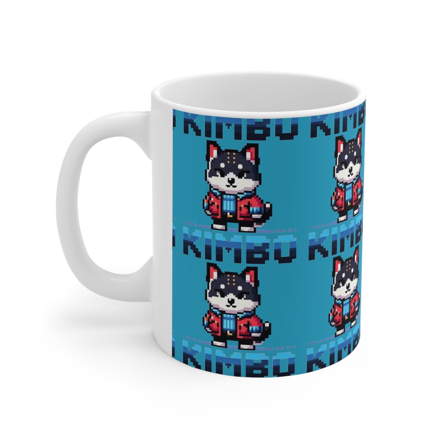 KIMBO Turquoise Print Ceramic Mug 11oz #KIMBO Blue By Nifty (COQ INU 0x420 shop)