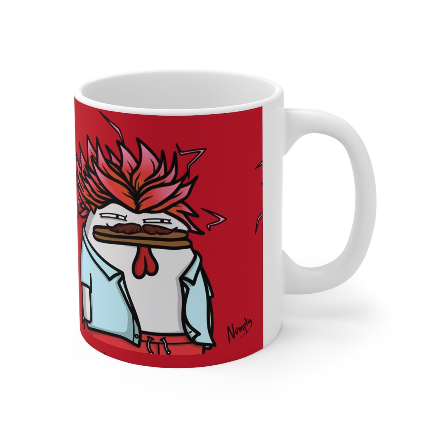 Pepe Portraits with Black Numpty Signature as Text; COQ INU 0x420 Red Print Ceramic Mug 11oz #2720