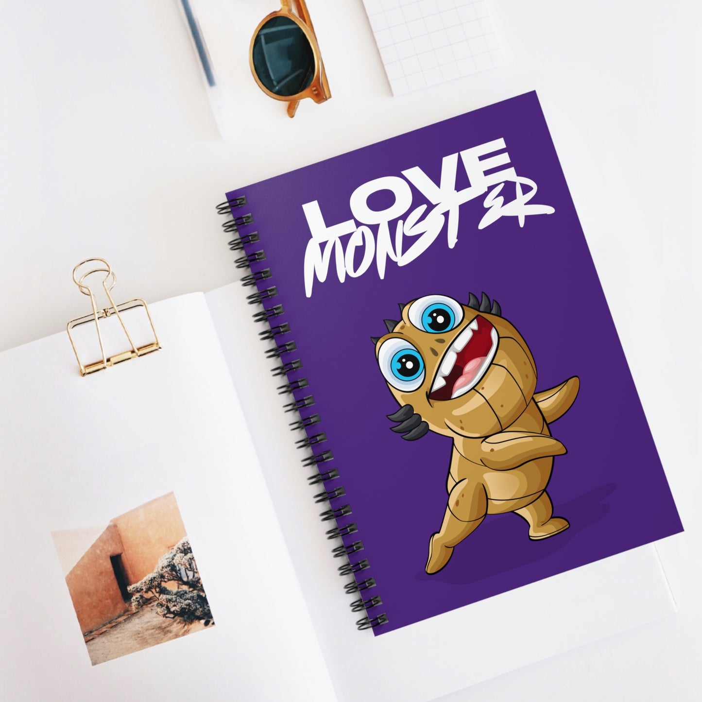 Spiral Notebook - Ruled Line Love Monster Patrick - White Text Logo