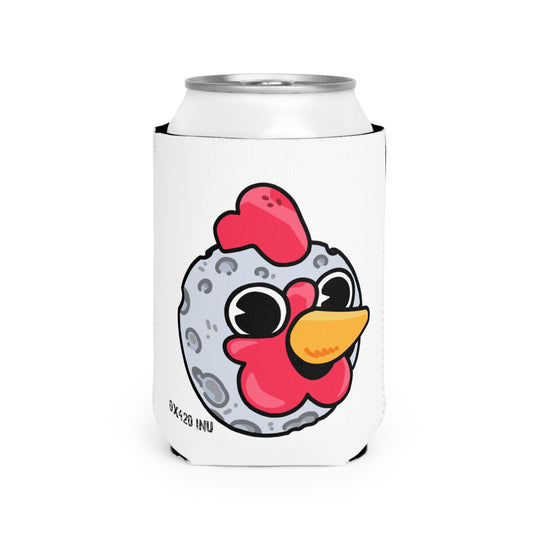 White Can Cooler Sleeve Fan Art COQ INU Moon Head 0x420 Black Text by Gravy