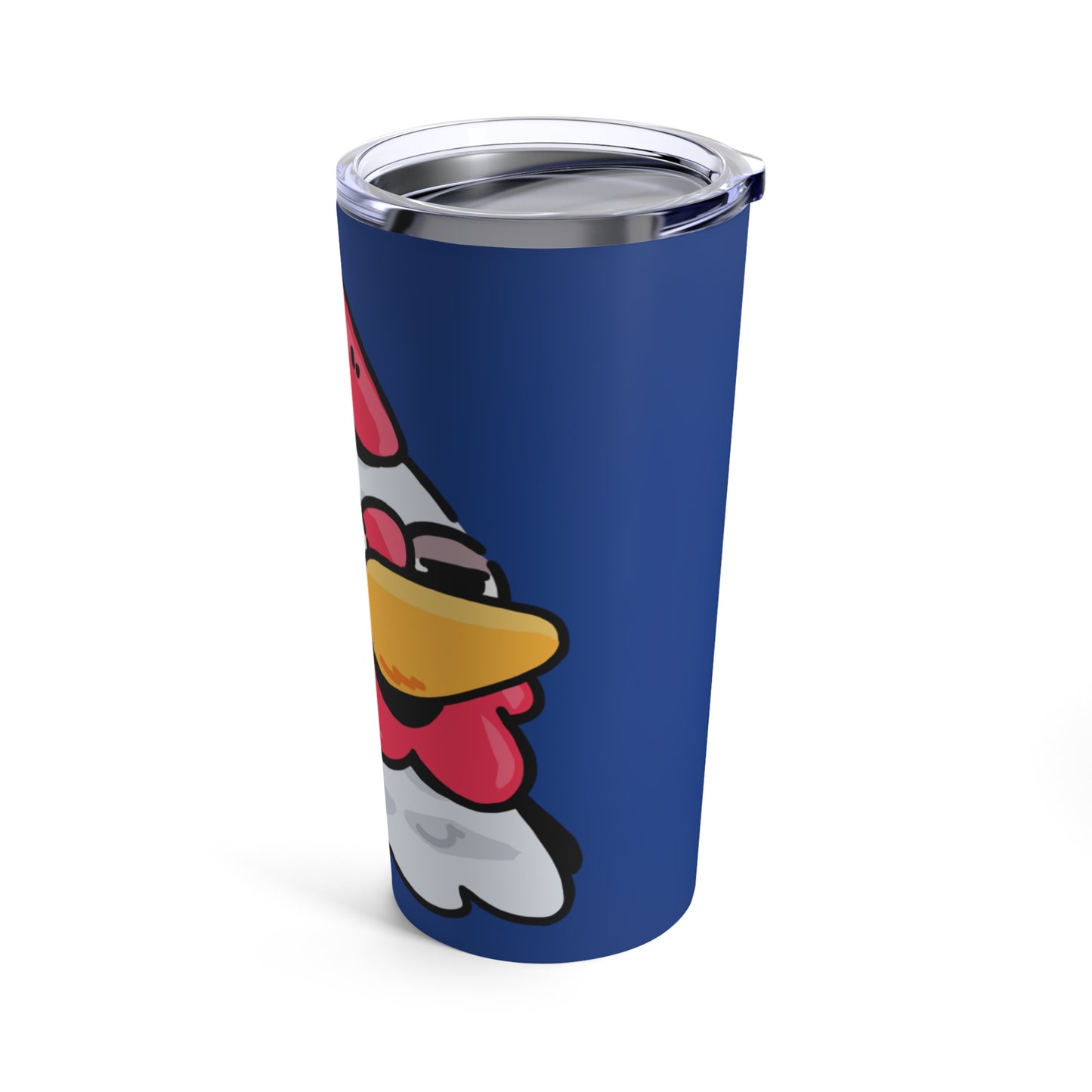 Gravy Fan Art Tumbler 20oz COQ Head Salute, on Navy Background, Funny Chicken (Chikn)