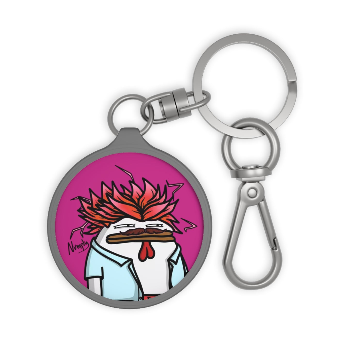 Pepe Portraits Keyring Tag COQ INU 0x420 Hot Pink back ground with Numpty Signature #2720