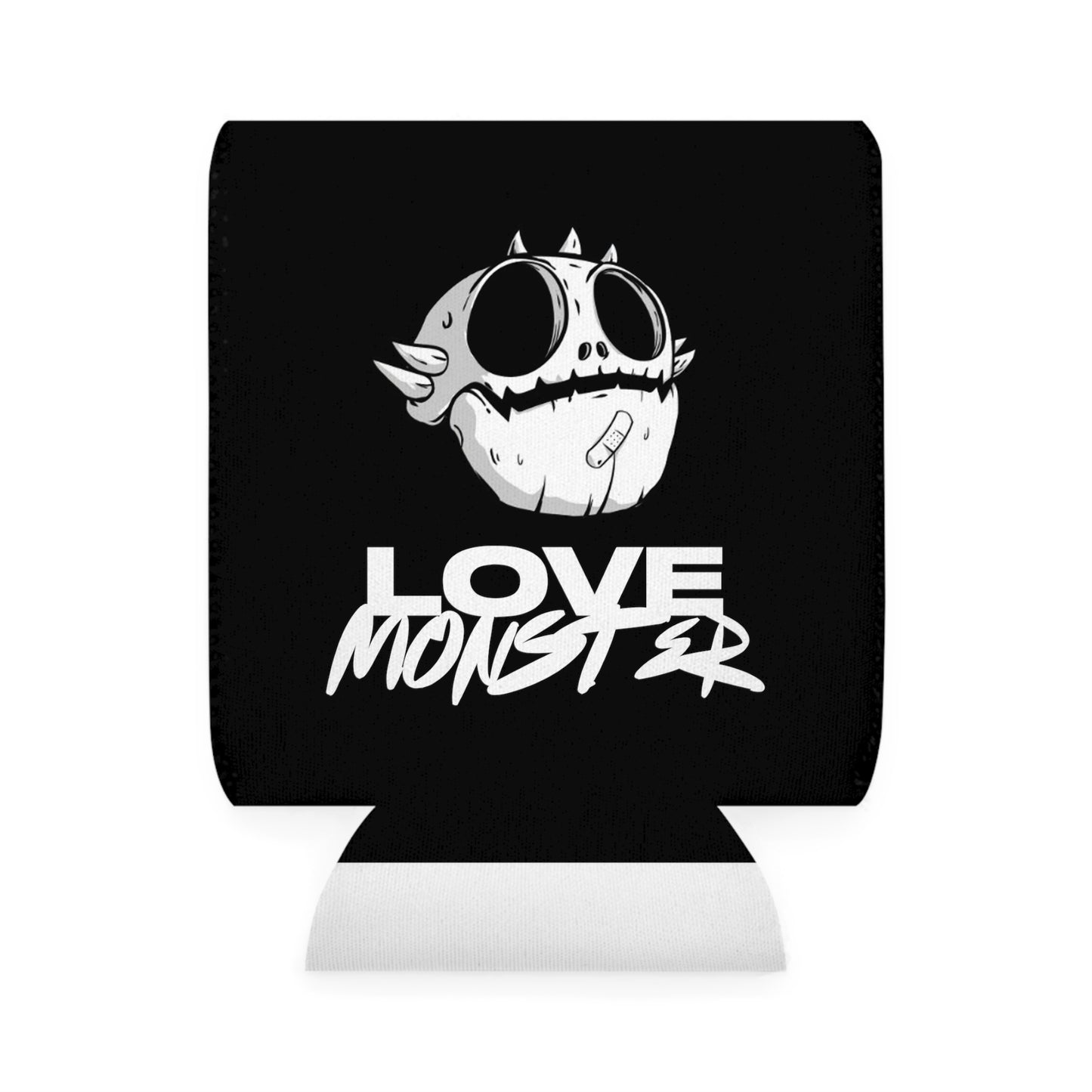 Love Monster Can Cooler Sleeve White Text & Skully Head