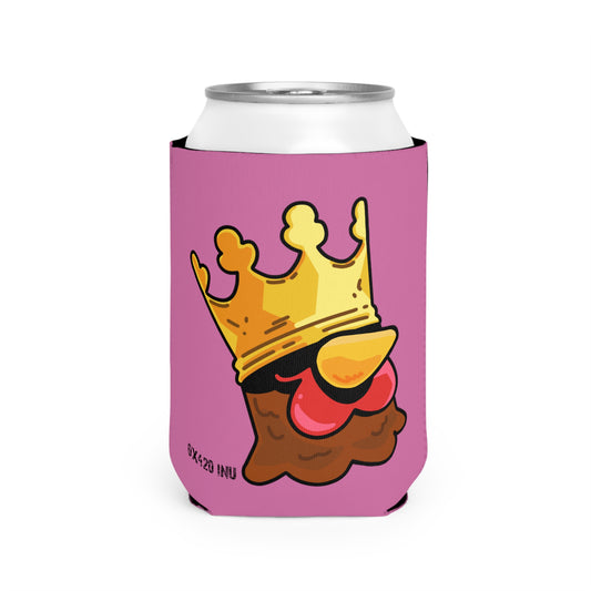 Pink Can Cooler Sleeve Fan Art COQ INU Crown Head 0x420 Black Text by Gravy