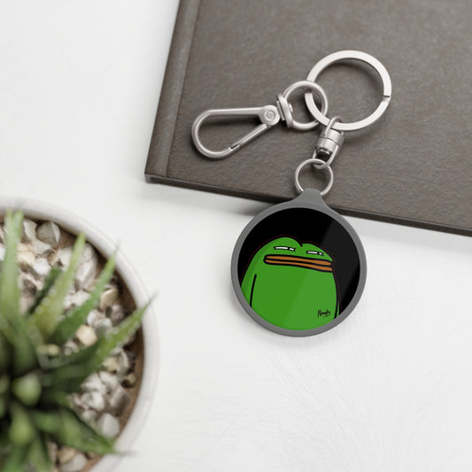 Pepe Portraits Keyring Tag COQ INU 0x420 Black back ground with Numpty Signature # Green 14 by Numpty