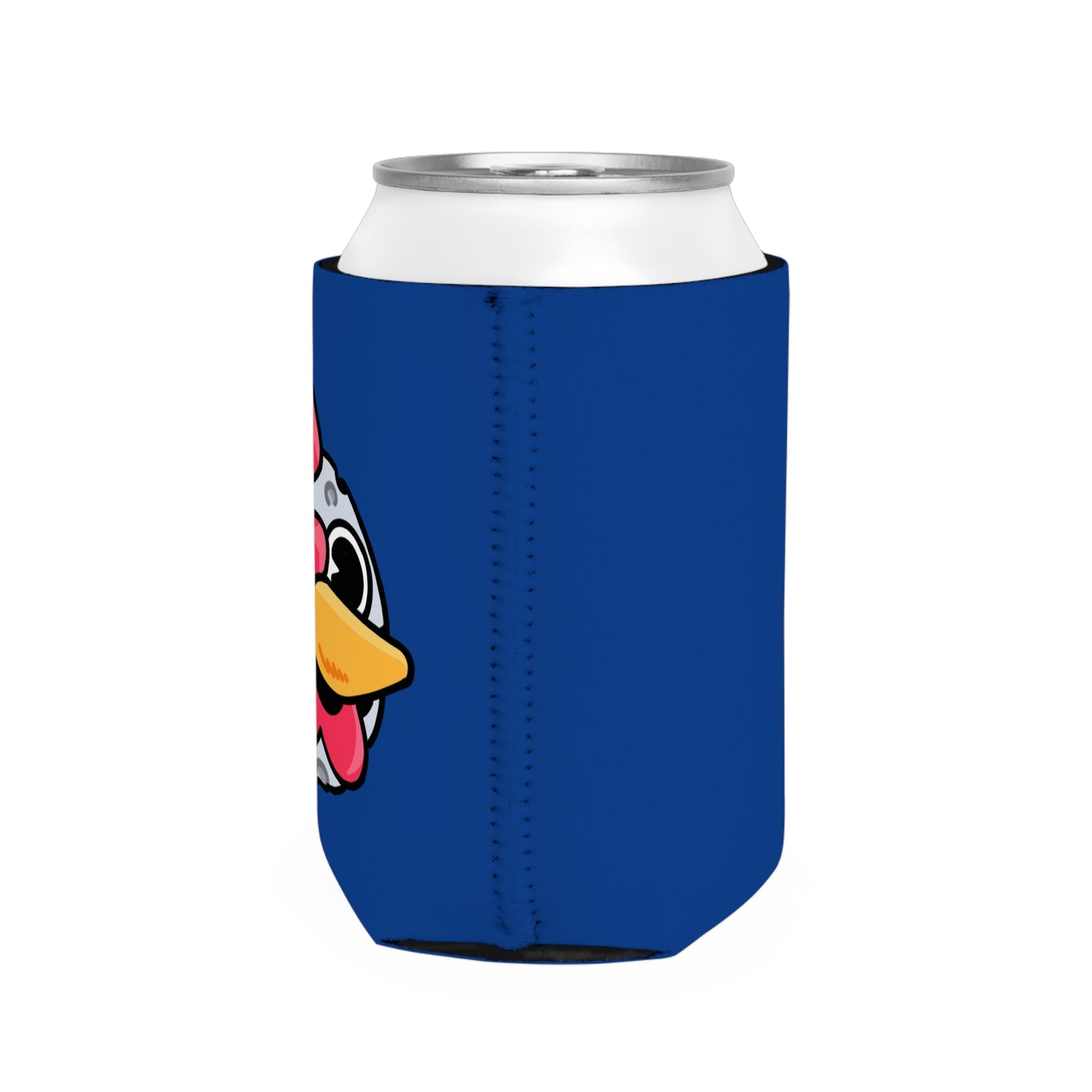 Navy Can Cooler Sleeve Fan Art COQ INU Moon Head 0x420 Black Text by Gravy